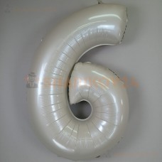 Шар (40''/102 см) Цифра, 6, Кремовый